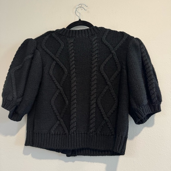 Black Cable Knit Cardigan Sweater - Picture 2 of 5
